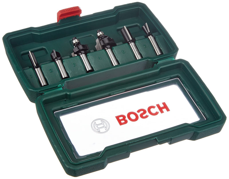 Bosch Home and Garden 6-Piece Carbide Cutter Set (for Wood, Shank 8 mm, Accessories Router) 8mm-Schaft 6 pieces.