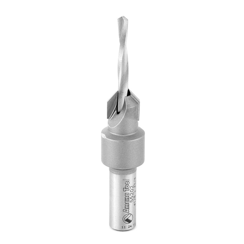 Amana Tool Carbide Tipped Countersink Drill Bit, 55202, 6 Screw, 3/8 Dia x 1/8 Drill Dia x 5/16 Round Shank