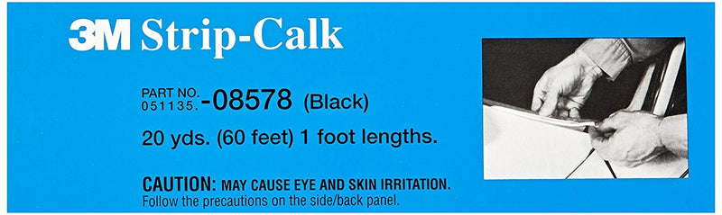 3M Strip Calk, 08578, 1 ft Strips, Black, Soft Butyl Rubber, Permanent Elasticity, Joint Filling, Trunk Seams, 60 Pack