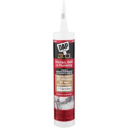 DAP Kwik Seal 9-ounce white adhesive caulk tube, product 00790