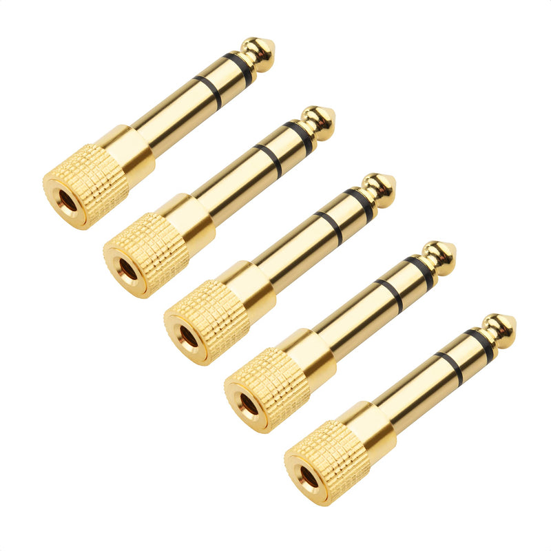 [Australia - AusPower] - Cable Matters 5-Pack 1/4 to 1/8 Headphone Adapter (3.5mm to 1/4 Adapter, 6.35mm to 3.5mm Adapter) 