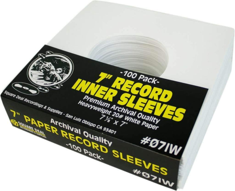 [Australia - AusPower] - (100) Archival Quality Acid-Free Heavyweight Paper Inner Sleeves for 7" Vinyl Records #07IW 100 