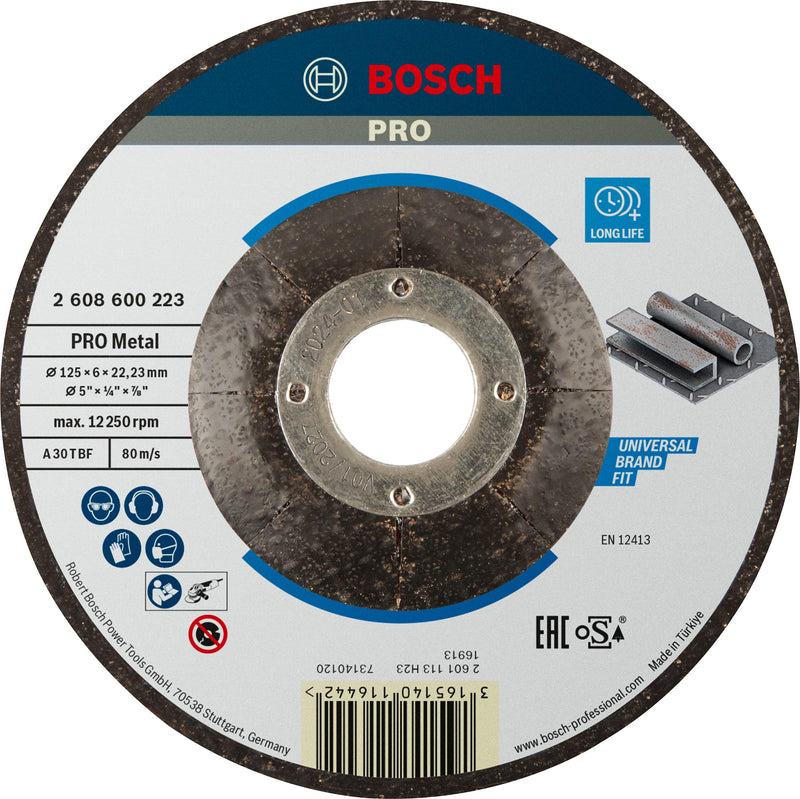 Bosch Professional 2608600223 Sanding Accessories Grinding for Metal 125 mm x 22.23 mm x 6 mm
