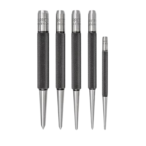 Starrett steel prick punch set, 4-inch center punches, 5-pack