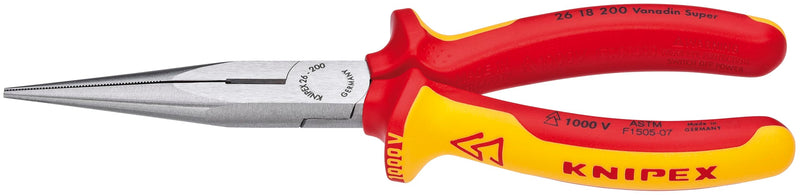KNIPEX Tools - Long Nose Pliers With Cutter, 1000V Insulated (2618200US), 8 inches