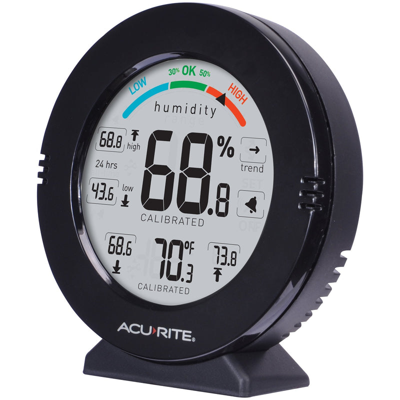 AcuRite 01080M Pro Accuracy Temperature and Humidity Gauge with Alarms, Black Humidity Meter