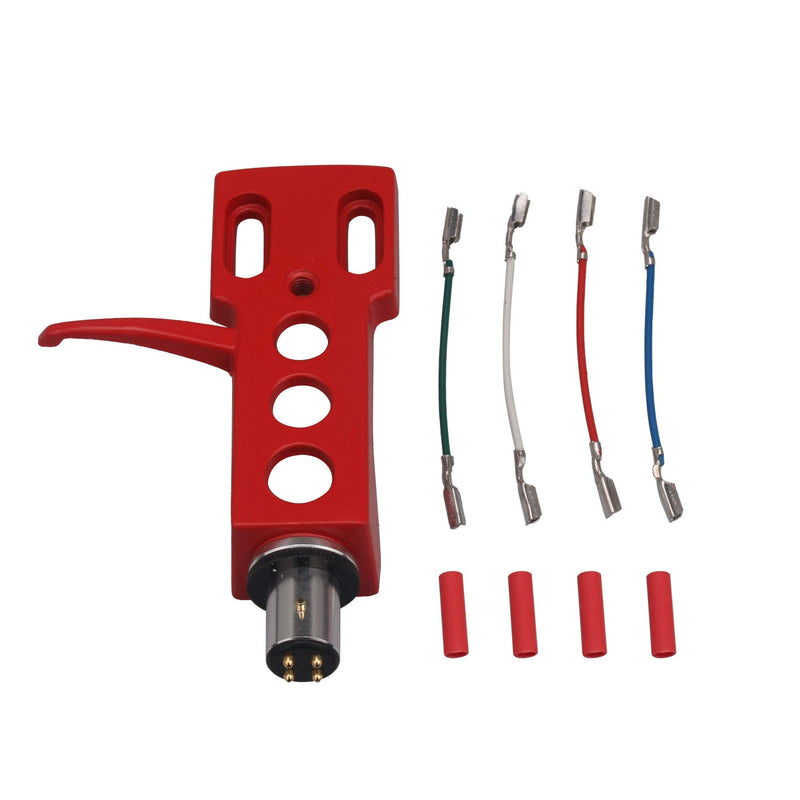 [Australia - AusPower] - Mxfans Red Record Player Phonograph Cartridge Head Shell H-4 Headshell with 4 Wires 