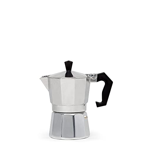 Primula Classic Stovetop Espresso and Coffee Maker, Moka Pot for Italian and Cuban Café Brewing, Greca Coffee Maker, Cafeteras, 3 Espresso Cups, Silver 3 Cup