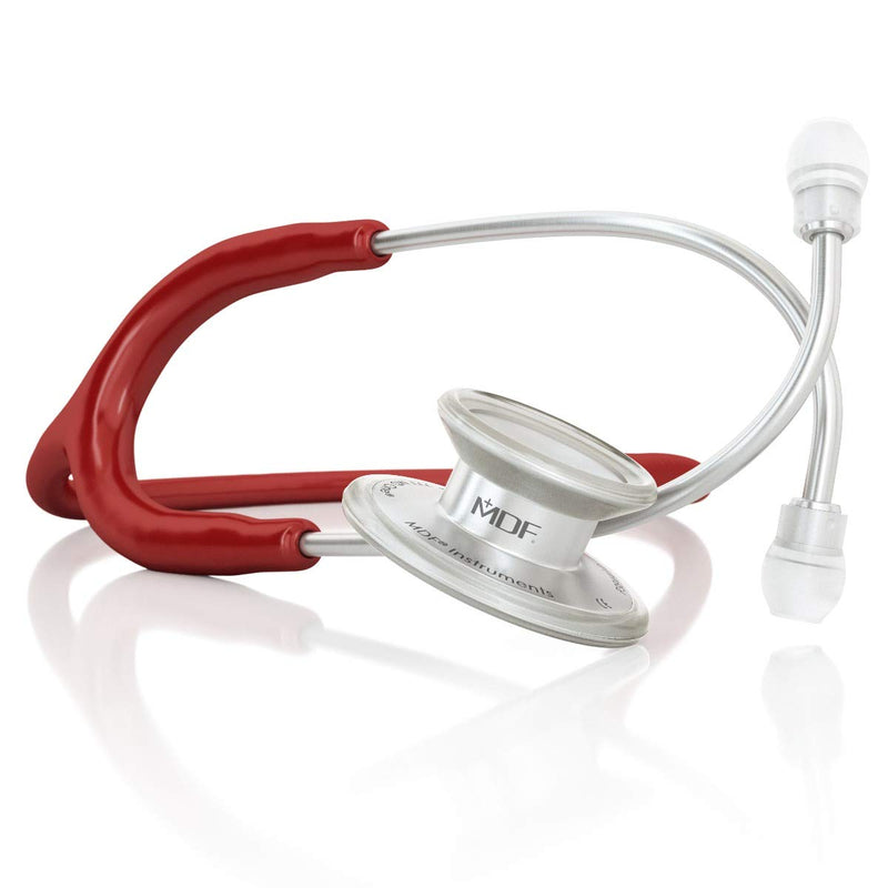 [Australia - AusPower] - MDF Instruments, MD One Stainless Steel Stethoscope, Adult, Burgandy Tube, Silver Chestpieces-Headset, MDF77717 