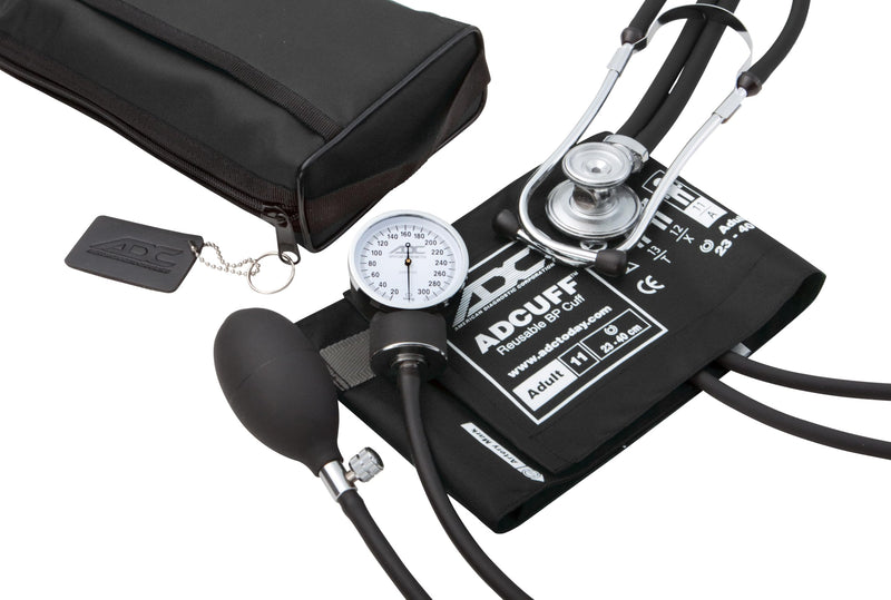 [Australia - AusPower] - ADC Pro's Combo II SR Adult Pocket Aneroid/Scope Kit with Prosphyg 768 Blood Pressure Sphygmomanometer and Adscope Sprague 641 Stethoscope with Nylon Carrying Case, Black 