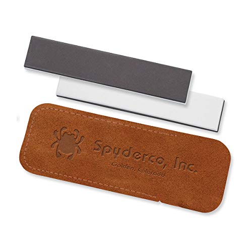 Spyderco Double Stuff sharpening stone, medium and fine grit, 1 x 5 x 1/4 inch dual-sided stone