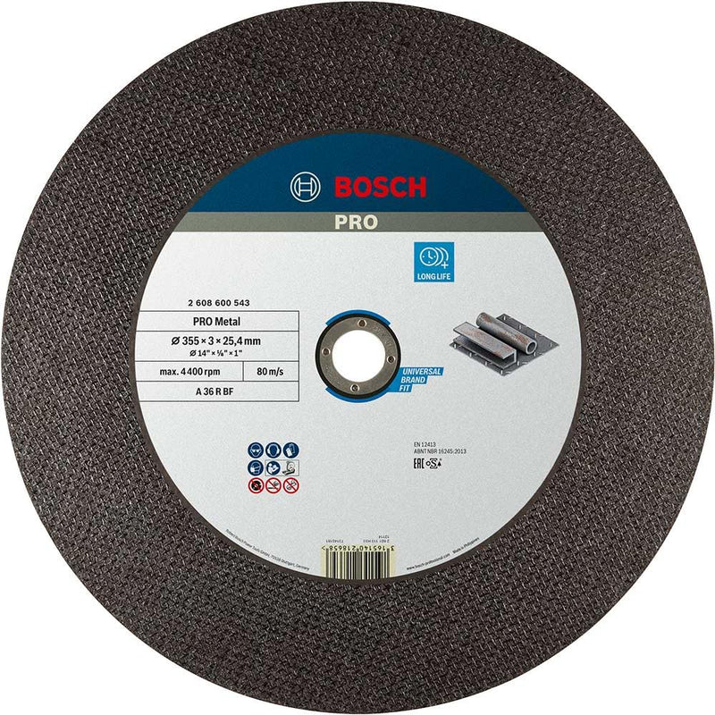 Bosch Professional Accessories 2608600543 Cutting disc, straight metal A 36 R BF, 350 mm, 25.4 mm, 2.8 mm, 1 piece 355 mm