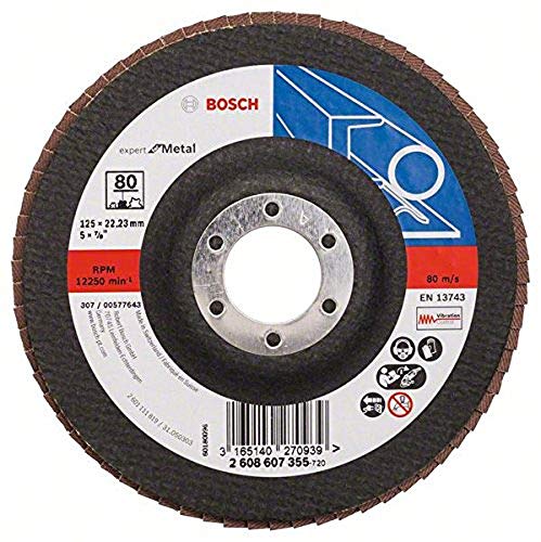 Bosch Accessories Professional Flap Disc for Angle Grinder Various Materials Straight Design Diameter 125 mm Grit 80 Black 80 grit