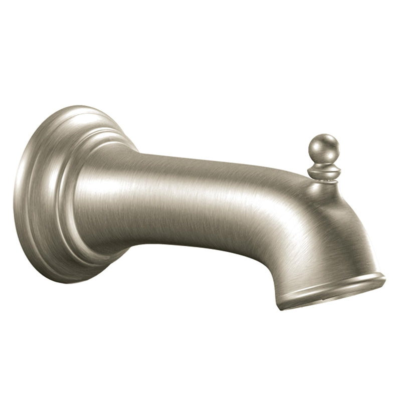 Moen Brantford Brushed Nickel Replacement 7.25-Inch Tub Diverter Spout with 1/2-Inch Slip Fit Connection, 3857BN 0.5