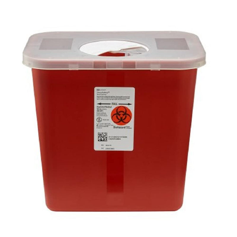 [Australia - AusPower] - Kendall Multi-Purpose Sharps Containers 2 Gallon 10"h X 7.25"d X 10.5"w Red Container W/Rotor Lid - Model 8970 - Each 