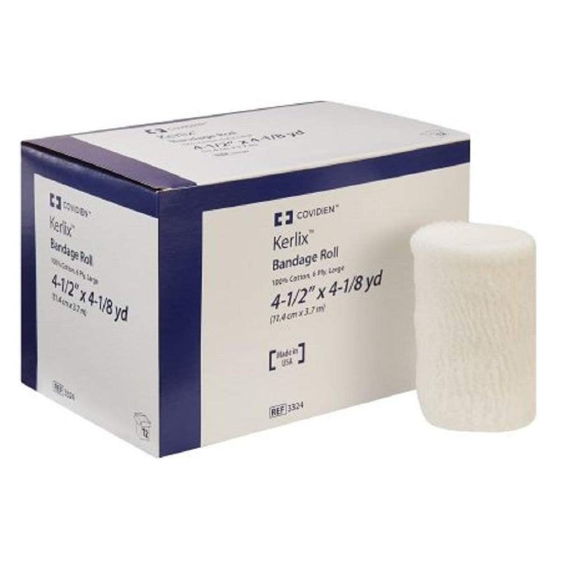 [Australia - AusPower] - COVIDIEN 3324 Kerlix Bandage Roll, 100% Cotton, 6-Ply, 4-1/2" x 4-1/8 yd. Size, Large (Pack of 12) 