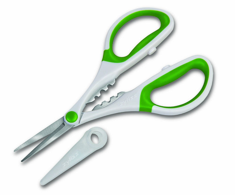 [Australia - AusPower] - Zyliss Heavy Duty Home & Kitchen Herb Shears Scissors with Innovative Stem Stripper, Versatile Kitchen Shears for Trimming Weeds, Flower Buds & More - White/Green - 8.5 x 4.2 x 0.4 inches Herb Snippers 