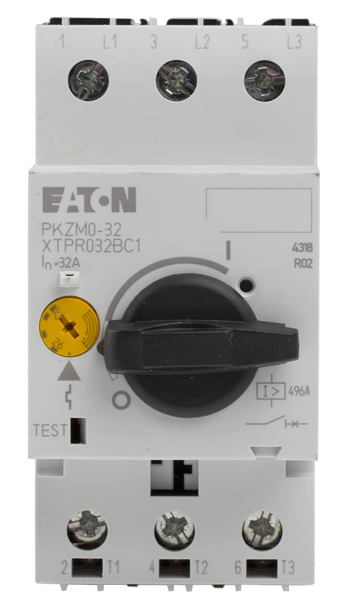 Eaton PKZM0-32 Manual Motor Starter adjustable from 25 to 32 AMPS, Class 10 tripping and rotary On/OFF Handle