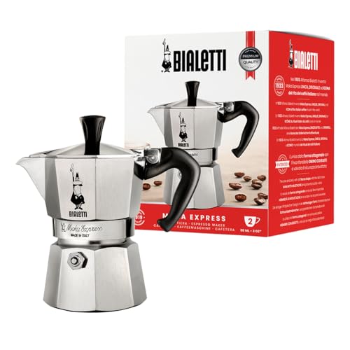 Bialetti Moka Express Export Espresso Maker,90 ml, Silver 2 cups