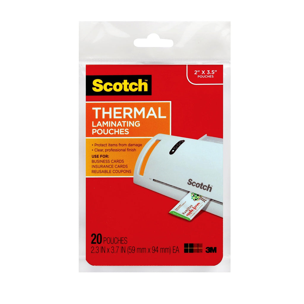 [Australia - AusPower] - Scotch Thermal Laminating Pouches, Clear, Fits Business Card Size (2.3 in x 3.7.) Paper, 20 Pouches 