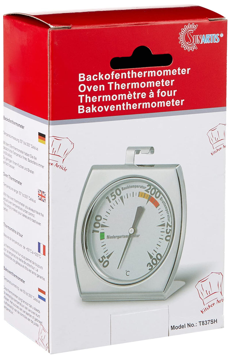 Oven Thermometer | High Quality Oven Thermometer with Multicolored Dial Stainless Steel Oven Thermometer with Hook and Stand | Thermometer for Oven up to 300°C | 7x8cm A 7x8cm