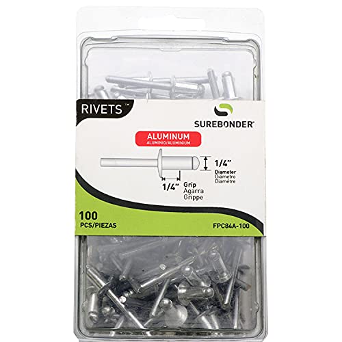 Surebonder FPC84A-100 short aluminum blind rivets, 1/4-inch diameter, 1/4-inch grip, 100 count