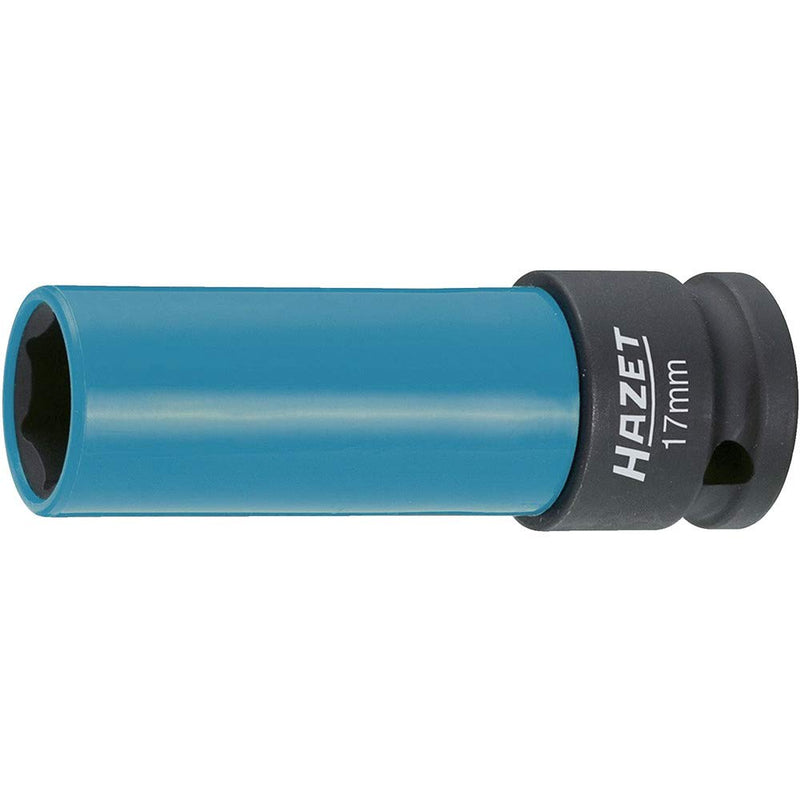 HAZET Socket 903SLG-17, 1/2 Inch Square Drive, 17mm Wrench Size, With Plastic Sleeve, Supports Gentle Wheel Fitting, Especially for Tires with Aluminium Rims