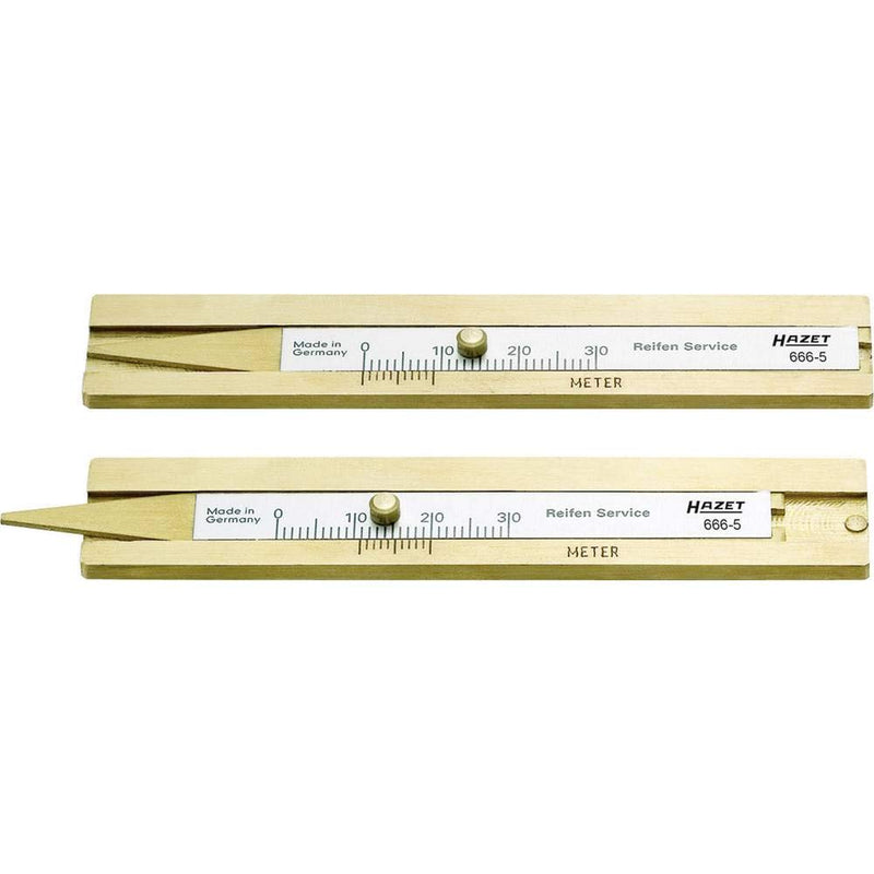 HAZET 666-5 Tyre Tread Depth Gauge - Multi-Colour | 52 g, drive 650340 wheels, tyres, tyre tread depth, anti-glare reading, 30 mm measuring depth, lightweight and handy