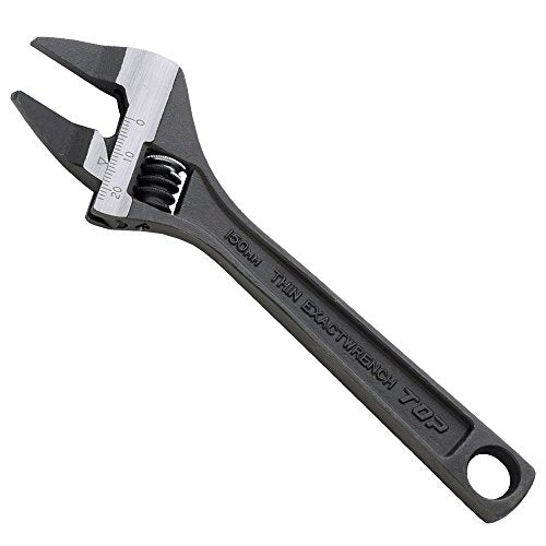 TOP HT-150B thin exact adjustable wrench with vent tip, 20° angle, 0–20 mm mouth opening, made in Japan