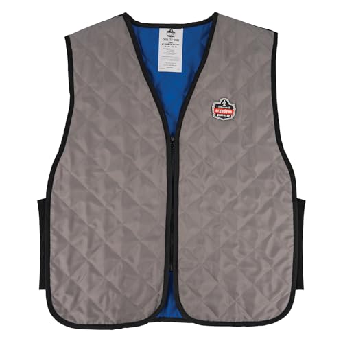 Ergodyne Chill-Its 6665 gray evaporative cooling vest, medium size front view