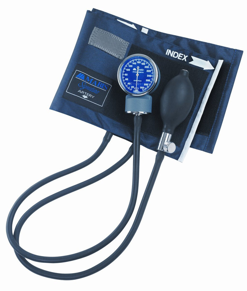 [Australia - AusPower] - MABIS Aneroid Sphygmomanometer with Blue Nylon Blood Pressure Cuff, Manual, Home or Professional Use, Large Adult, Blue Adult Large 