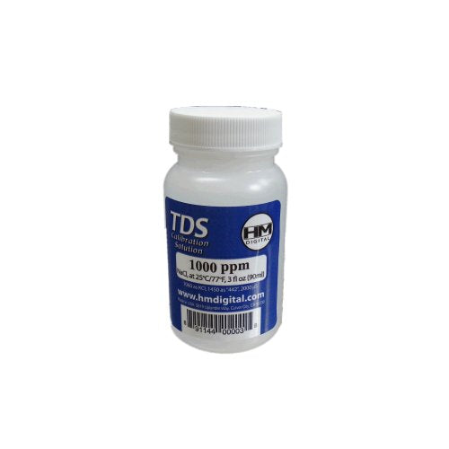 HM Digital 1000ppm TDS calibration solution bottle for electrolyte testing