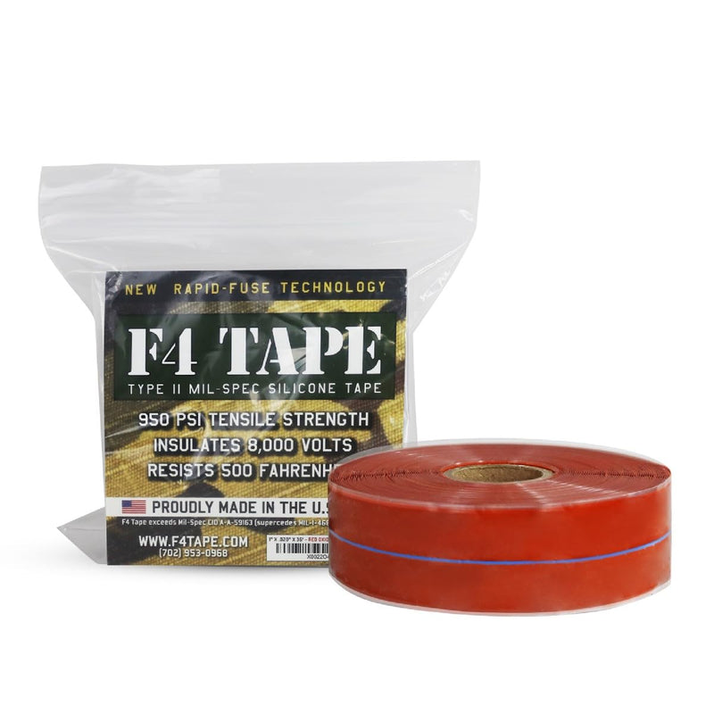 Bond It F4 Emergency Self-Fusing Silicone Tape, Repair Plumbing Pipe & Radiator Hose Leak, Electrical Insulation, Permanent Bonding, Waterproof, 1" x 36' x 20mil, Red Red Oxide