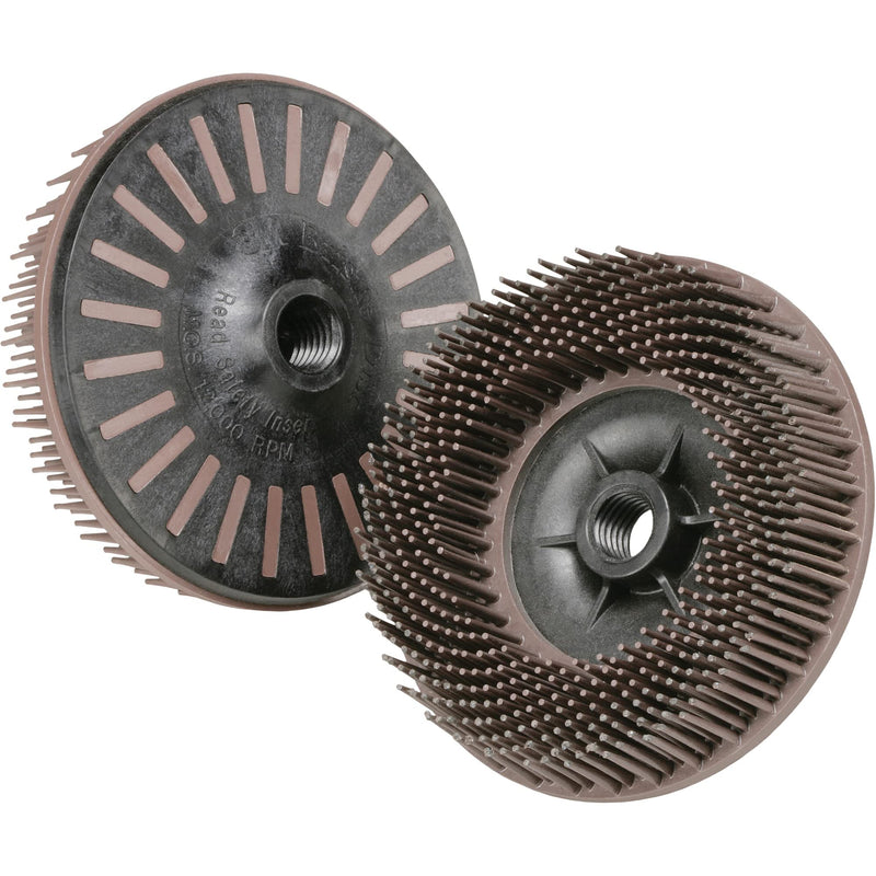 [Australia - AusPower] - 3M Scotch-Brite Bristle Disc, 4-1/2 in x 5/8-11 Internal, Grit 36, Pack of 1, Type S, Threaded Attachment, Aluminum, Carbon Steel, Stainless Steel, Cast Iron, Brown 