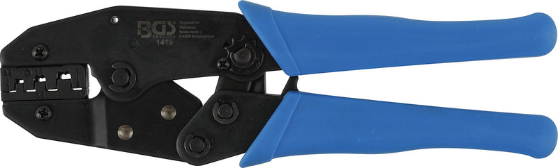 BGS 1419 Ratchet Crimping Tool for Uninsulated Cable Lugs, Black/Blue, 0.5-6 mm | For uninsulated cable lugs 0.5 - 6 mm², length 215 mm For uninsulated cable lugs 0.5 - 6 mm²