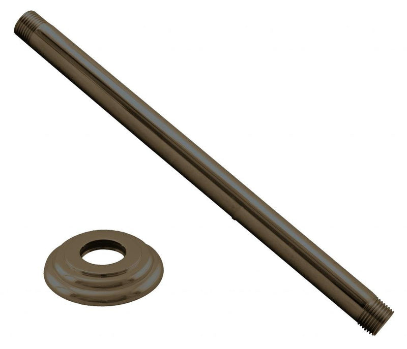 Westbrass 1/2" IPS x 12" Ceiling Mounted Shower Arm with Flange, Oil Rubbed Bronze, D3612A-12 1 Pack
