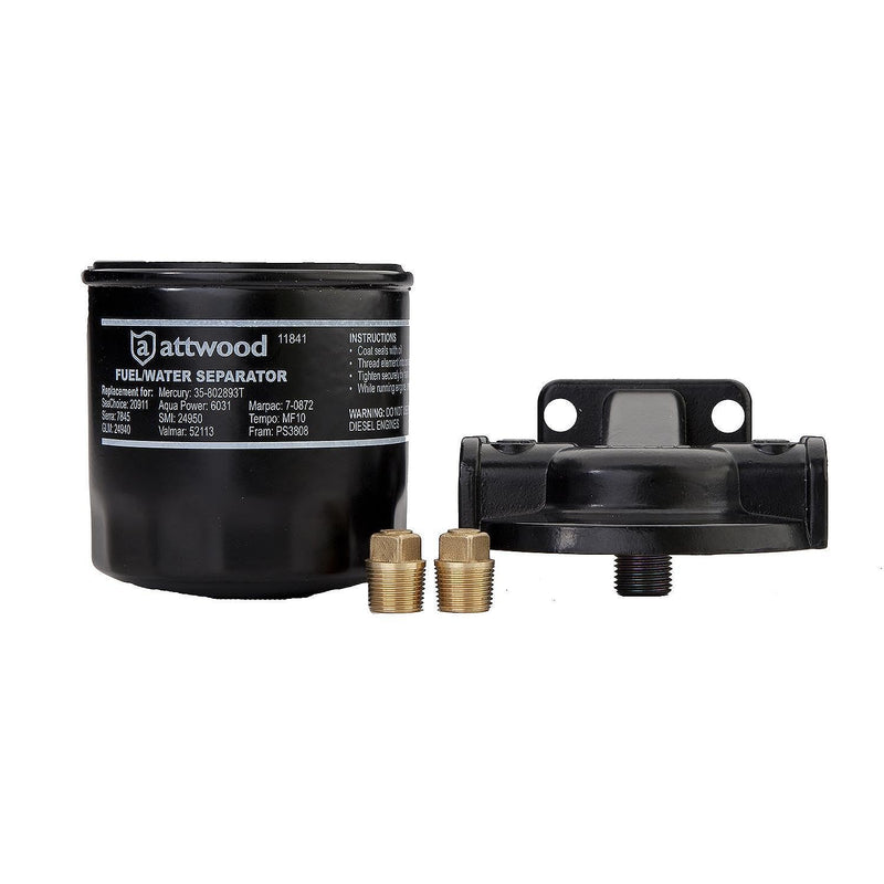 Attwood 11840-7 Universal 10-Micron Marine Fuel/Water Separator Kit – Includes Bracket & Brass Fittings – Replaces Mercury 35-60494A4 – For 2 & 4 Cycle Engines | Helps protect engines by removing water and harmful fuel contaminants