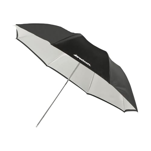 Westcott Convertible Compact Collapsible Umbrella - Optical White Satin with Removable Black Cover (43")