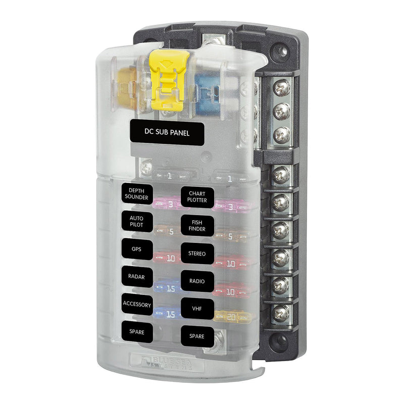 [Australia - AusPower] - Blue Sea Systems 5026 ST Blade Fuse Block 12 Circuit with Ground and Cover 12 Circuit + Neg With cover 