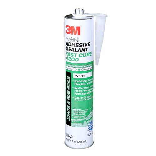 3M Marine Adhesive Sealant Fast Cure 4200FC, White, 295 mL Cartridge 10 fl oz