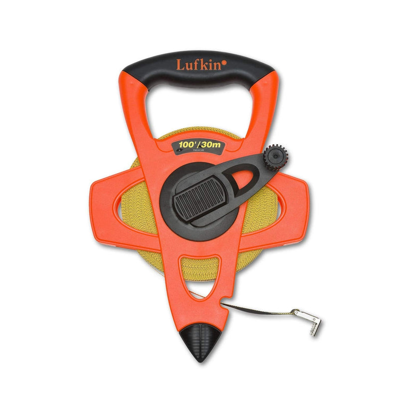 Crescent Lufkin 1/2" x 30m/100' Hi-Viz Orange Fiberglass SAE/Metric Dual Sided Tape Measure - FM030CME 30.5 m