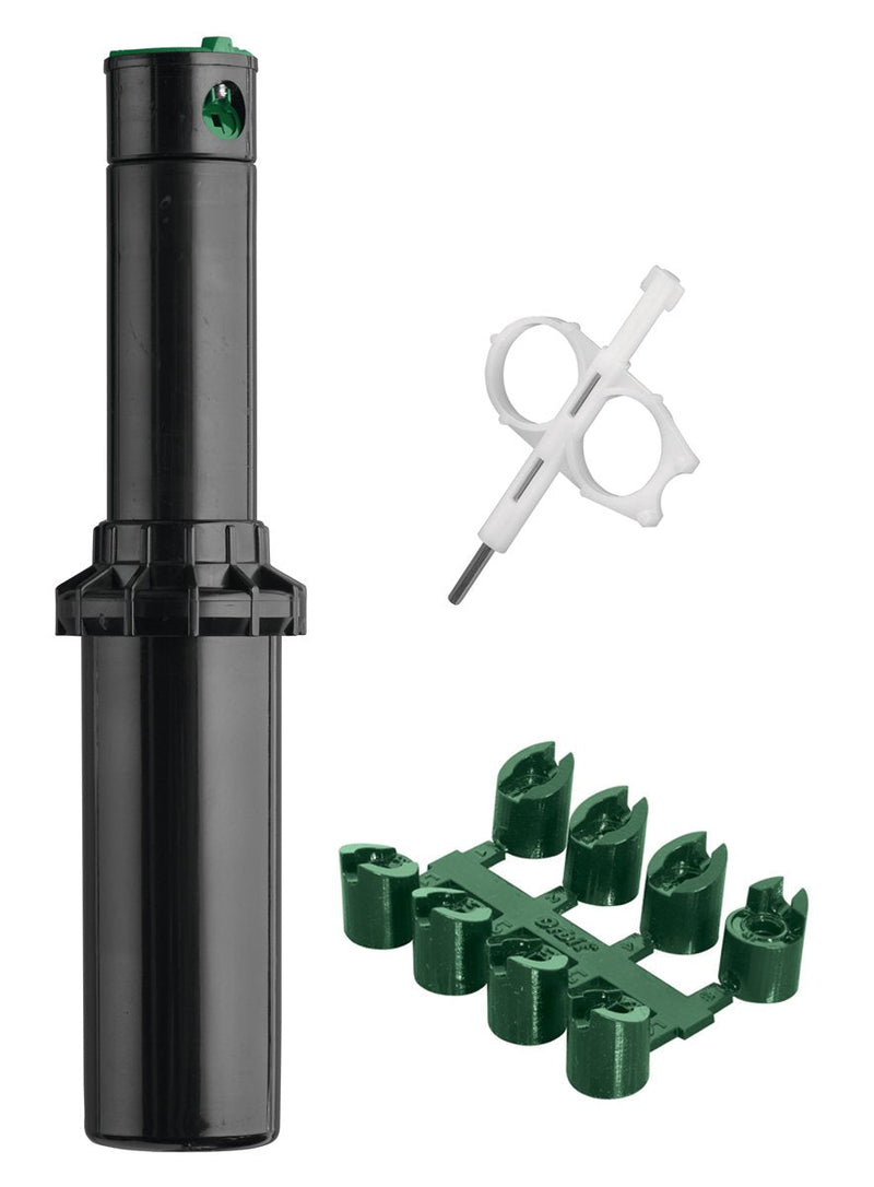 [Australia - AusPower] - Orbit 55662 Voyager II Professional 4" Adjustable Pop-Up Gear Drive Rotor Sprinkler Spray Head, 40° To 360° Pattern, 25' - 52' Spray Distance (Ten bonus nozzles included),Black 1 