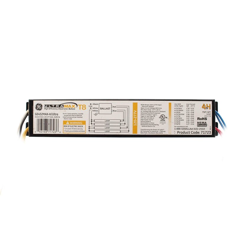 [Australia - AusPower] - GE UltraMax Proline Electronic Ballast, 120/277 Volt Instant Start Ballast, High Power Ballast Factor, Ballast for Fluorescent Light (3) or (4) Lamp T8 