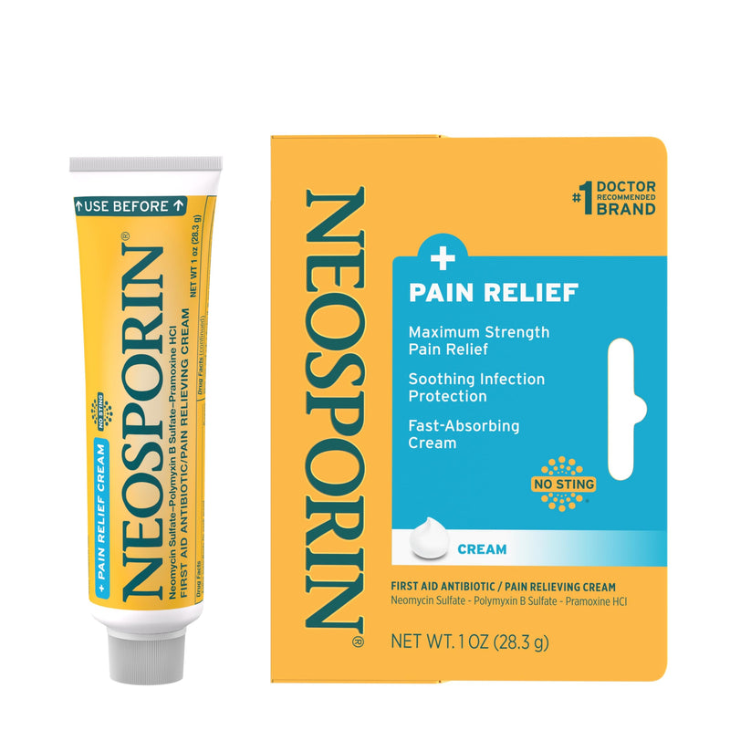 [Australia - AusPower] - Neosporin + Maximum-Strength Pain Relief Dual Action Cream, First Aid Topical Antibiotic & Analgesic Cream for Wound Care of Minor Cuts, Scrapes & Burns, Polymyxin B & Pramoxine HCl, 1 oz Original 1 Ounce 