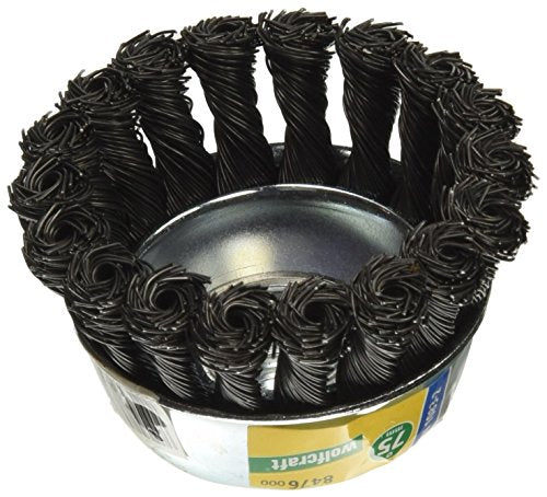 wolfcraft 1 Wire Cup Brush Angle Grinder 14 mm Thread 65 mm Diameter Twisted