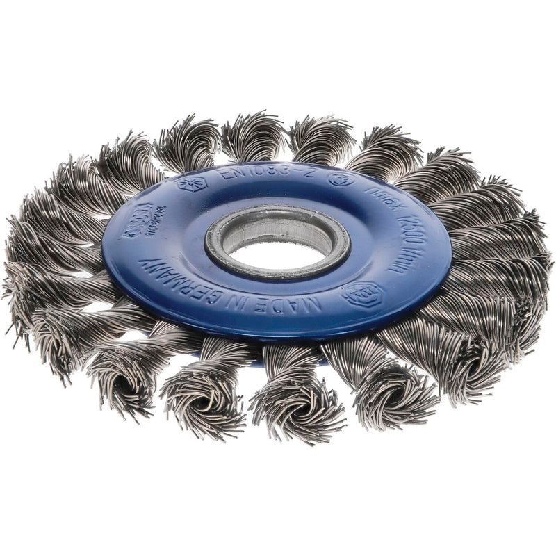 Honing Brush Round Brush for Angle Grinder 115 mm Diameter 115 x 12 mm Bore Size 22.2 mm Twisted Steel Wire, 0,50 mm TÜV Tested, Blue, 2631151