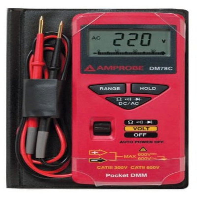 Amprobe-3156830 DM78C Credit Card Size Digital Multimeter AUTO-RANGING POCKET DMM WITH CASE