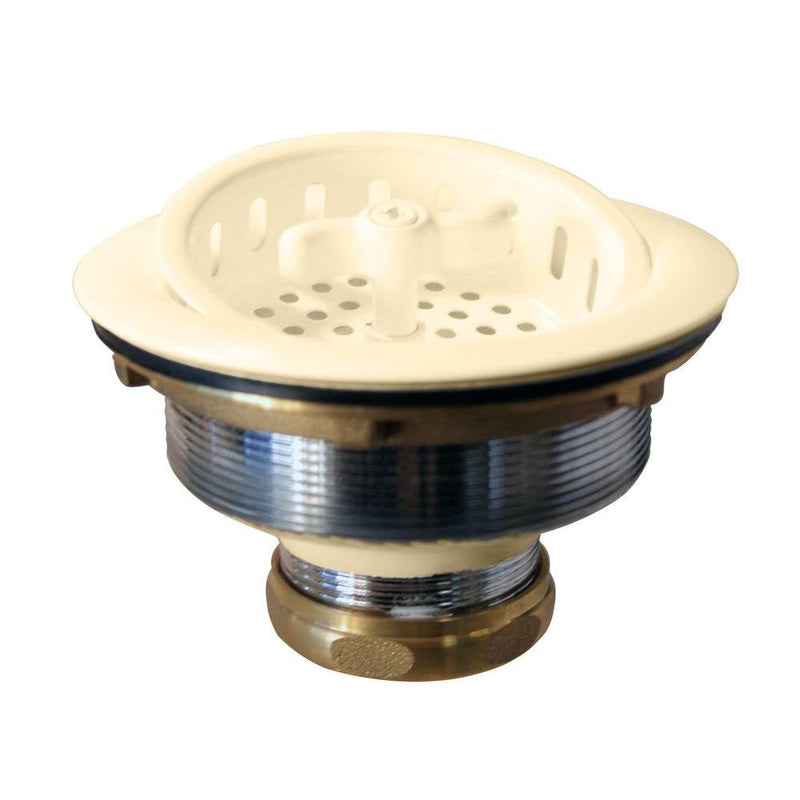Westbrass D213-51 3-1/2" Wing Nut Twist Style Large Kitchen Sink Basket Strainer, Powder Coat Almond 1 Pack