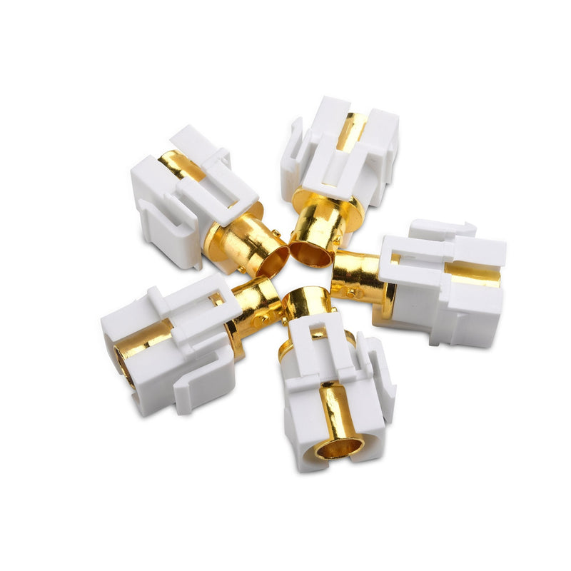 [Australia - AusPower] - Cable Matters 5-Pack Gold-Plated BNC Keystone Jack Inserts in White 
