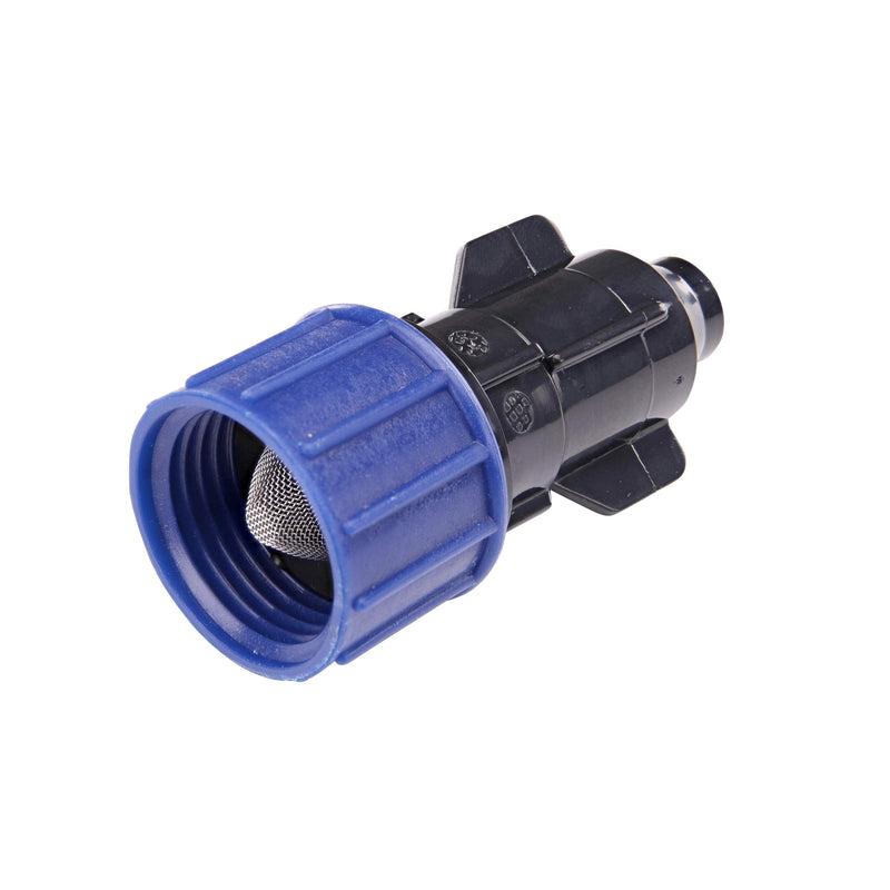 [Australia - AusPower] - Raindrip S5900UB, Smart Loc Universal Swivel Adapter for Tubing, 3/4-Inch MHT, with Filter Washer, Drip Irrigation Fitting for 1/2-Inch, 5/8-Inch, & 0.710-Inch Supply Tubing and Dripline, Black/Blue 1 Count (Pack of 1) 